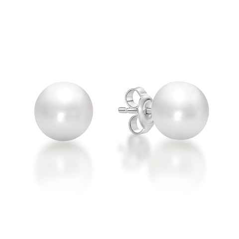Sterling Silver Fresh Water Cultured Pearls Stud - White