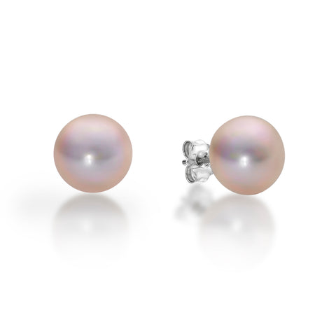 Sterling Silver Fresh Water Cultured Pearls Studs - Pink