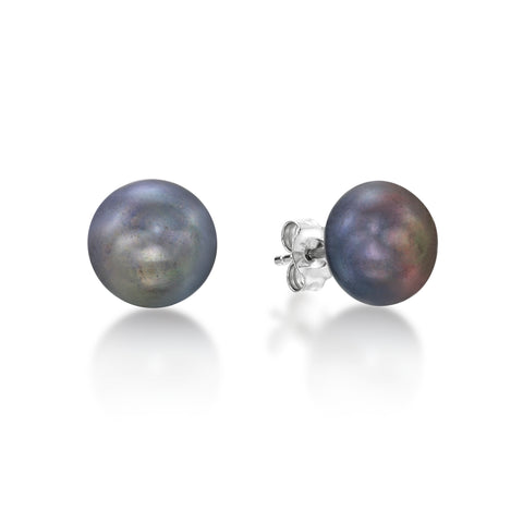Sterling Silver Fresh Water Cultured Pearls Studs - Grey