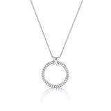 Sterling Silver Cubic Zirconia Circle Pendant with Chain