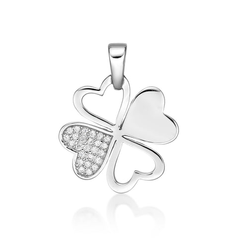 Sterling Silver Cubic Zirconia Four Leaf Clover Pendant