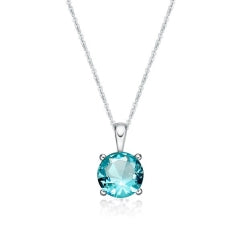 Sterling Silver March Birthstone Pendant & Chain
