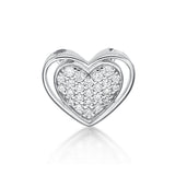 Sterling Silver Cubic Zirconia Heart Slider Pendant with Chain