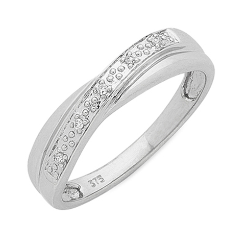 9ct White Gold Diamond Set Ring