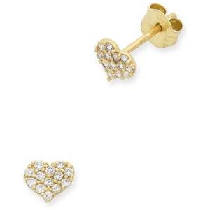 9ct Gold Cubic Zirconia Heart Earrings