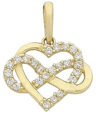 9ct Gold Cubic Zirconia Heart Infinity Pendant