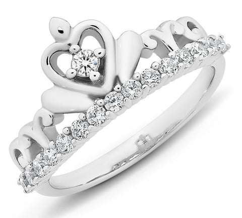 LAST ONE! Sterling Silver Cubic Zirconia Tiara Ring